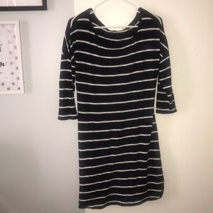 Navy and white striped dress